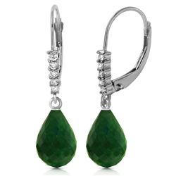 ALARRI 17.75 CTW 14K Solid White Gold Leverback Earrings Natural Diamond Emerald