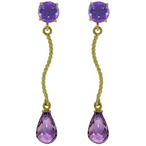 ALARRI 4.3 CTW 14K Solid Gold Danglings Earrings Natural Amethyst