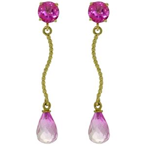ALARRI 4.3 Carat 14K Solid Gold Danglings Earrings Natural Pink Topaz
