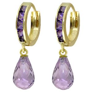 ALARRI 5.35 Carat 14K Solid Gold Hoop Earrings Dangling Amethyst