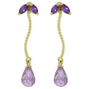 ALARRI 3.4 Carat 14K Solid Gold Breeze Amethyst Earrings