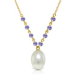 ALARRI 5 CTW 14K Solid Gold Necklace Natural Tanzanite Pearl