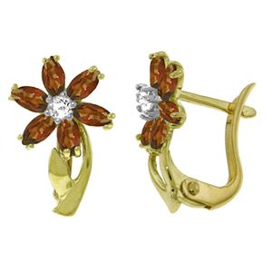 ALARRI 1.1 Carat 14K Solid Gold Daisy Garnet Diamond Earrings