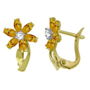 ALARRI 1.1 Carat 14K Solid Gold Daisy Citrine Diamond Earrings