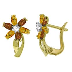 ALARRI 1.1 CTW 14K Solid Gold Earrings Diamond, Citrine Garnet