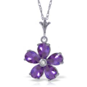 ALARRI 2.22 Carat 14K Solid White Gold Necklace Natural Purple Amethyst Diamond