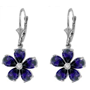 ALARRI 4.43 Carat 14K Solid White Gold Leverback Earrings Sapphire Diamond