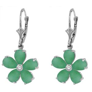 ALARRI 4.43 Carat 14K Solid White Gold Leverback Earrings Emerald Diamond