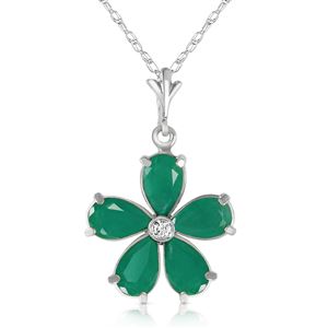 ALARRI 2.22 CTW 14K Solid White Gold Necklace Natural Emerald Diamond