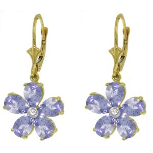 ALARRI 4.43 Carat 14K Solid Gold Leverback Earrings Tanzanite Diamond