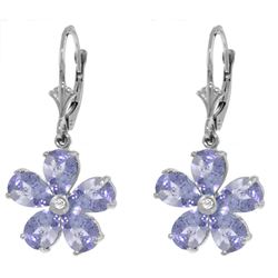 ALARRI 4.43 Carat 14K Solid White Gold Leverback Earrings Tanzanite Diamond