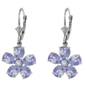 ALARRI 4.43 Carat 14K Solid White Gold Leverback Earrings Tanzanite Diamond