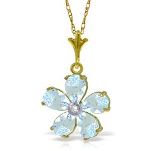 ALARRI 2.22 Carat 14K Solid Gold Necklace Natural Aquamarine Diamond