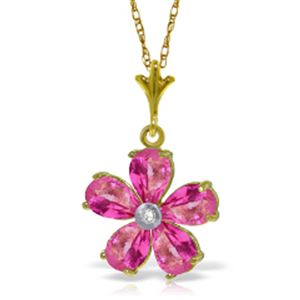ALARRI 2.22 CTW 14K Solid Gold Necklace Natural Pink Topaz Diamond