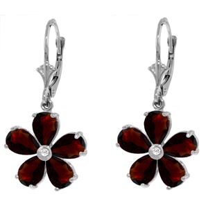 ALARRI 4.43 Carat 14K Solid White Gold Leverback Earrings Garnet Diamond