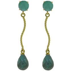 ALARRI 7.9 CTW 14K Solid Gold Dangling Earrings Natural Emerald