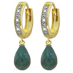 ALARRI 6.64 CTW 14K Solid Gold Hoop Earrings Diamond Emerald