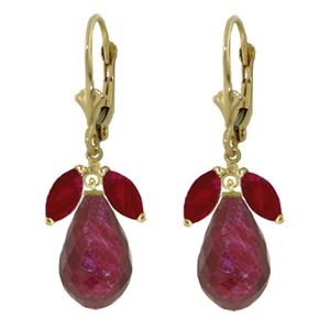 ALARRI 18.6 Carat 14K Solid Gold Leverback Earrings Natural Ruby