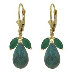 ALARRI 18.6 Carat 14K Solid Gold Leverback Earrings Natural Emerald