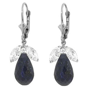 ALARRI 18.6 Carat 14K Solid White Gold Leverback Earrings Sapphire White Topaz