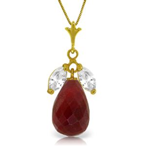 ALARRI 9.3 Carat 14K Solid Gold Necklace Natural Ruby White Topaz