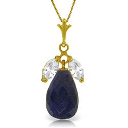 ALARRI 9.3 Carat 14K Solid Gold Necklace Natural Sapphire White Topaz