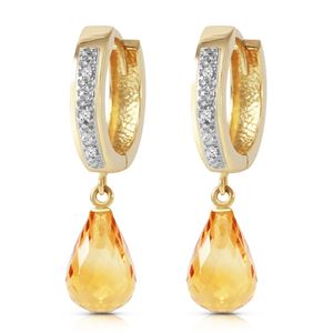 ALARRI 4.54 Carat 14K Solid Gold Tres Chic Blue Citrine Diamond Earrings