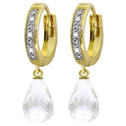 ALARRI 4.54 CTW 14K Solid Gold Hoop Earrings Diamond White Topaz