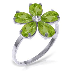 ALARRI 2.22 CTW 14K Solid White Gold Strive For Perfection Peridot Diamond Ring