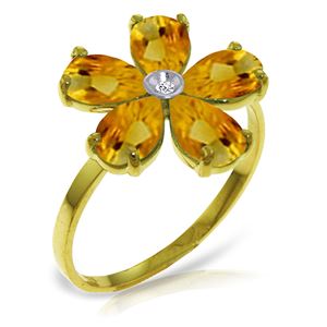 ALARRI 2.22 Carat 14K Solid Gold Coming Up Daisies Citrine Diamond Ring