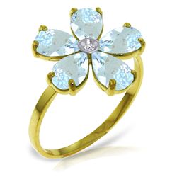 ALARRI 2.22 Carat 14K Solid Gold Love Evolved Aquamarine Diamond Ring
