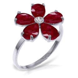 ALARRI 2.22 Carat 14K Solid White Gold Grandstand Ruby Diamond Ring