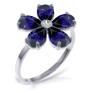 ALARRI 2.22 CTW 14K Solid White Gold Love Expands Sapphire Diamond Ring