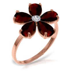 ALARRI 14K Solid Rose Gold Ring w/ Natural Diamond & Garnets