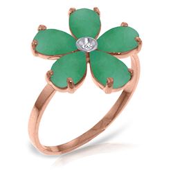 ALARRI 14K Solid Rose Gold Ring w/ Natural Diamond & Emeralds