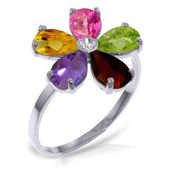 ALARRI 2.22 CTW 14K Solid White Gold Ring Natural Diamond Multi Gemstones