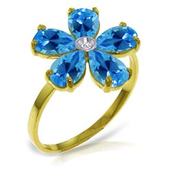 ALARRI 2.22 Carat 14K Solid Gold Love So Bright Blue Topaz Diamond Ring