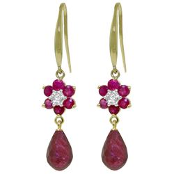 ALARRI 7.61 CTW 14K Solid Gold Botanica Ruby Diamond Earrings