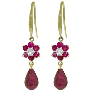ALARRI 7.61 CTW 14K Solid Gold Botanica Ruby Diamond Earrings