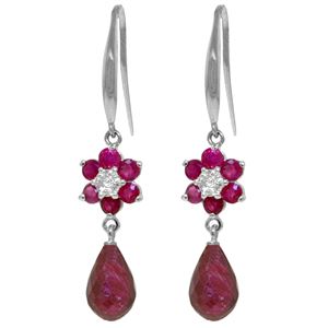 ALARRI 7.61 CTW 14K Solid White Gold Never Tire Of Kisses Ruby Diamond Earrings