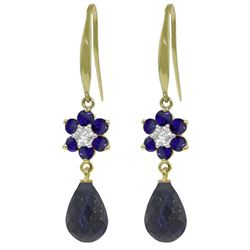 ALARRI 7.61 CTW 14K Solid Gold Botanica Sapphire Diamond Earrings