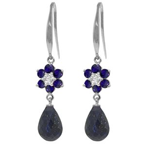 ALARRI 7.61 Carat 14K Solid White Gold Sea Shells Sapphire Diamond Earrings