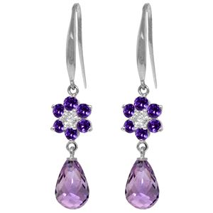 ALARRI 5.51 CTW 14K Solid White Gold Sentimental Amethyst Diamond Earrings