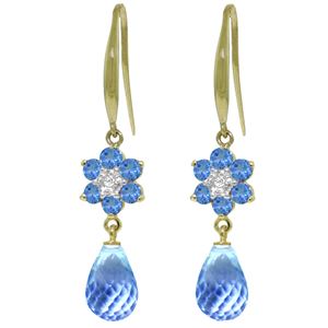 ALARRI 5.51 Carat 14K Solid Gold Botanica Blue Topaz Diamond Earrings