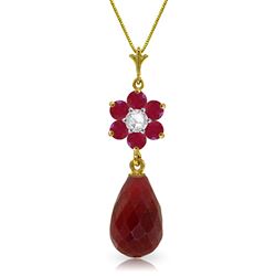 ALARRI 3.83 Carat 14K Solid Gold Necklace Natural Ruby Diamond