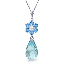 ALARRI 2.78 CTW 14K Solid White Gold Never Enough Blue Topaz Diamond Necklace