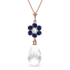 ALARRI 2.78 Carat 14K Solid Rose Gold Necklace Sapphire, White Topaz Diamond
