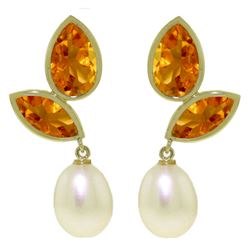 ALARRI 16 CTW 14K Solid Gold Chandelier Earrings Pearl Citrine