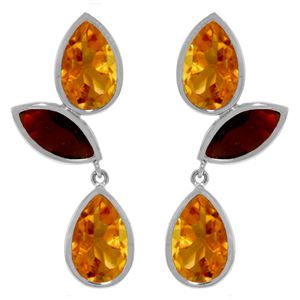 ALARRI 13 Carat 14K Solid White Gold Love Meanderings Citrine Garnet Earrings