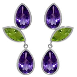 ALARRI 13.6 Carat 14K Solid White Gold Chandelier Earrings Amethyst Peridot